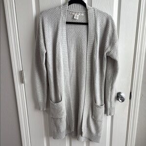 Women's Gray Open-Front Sweater